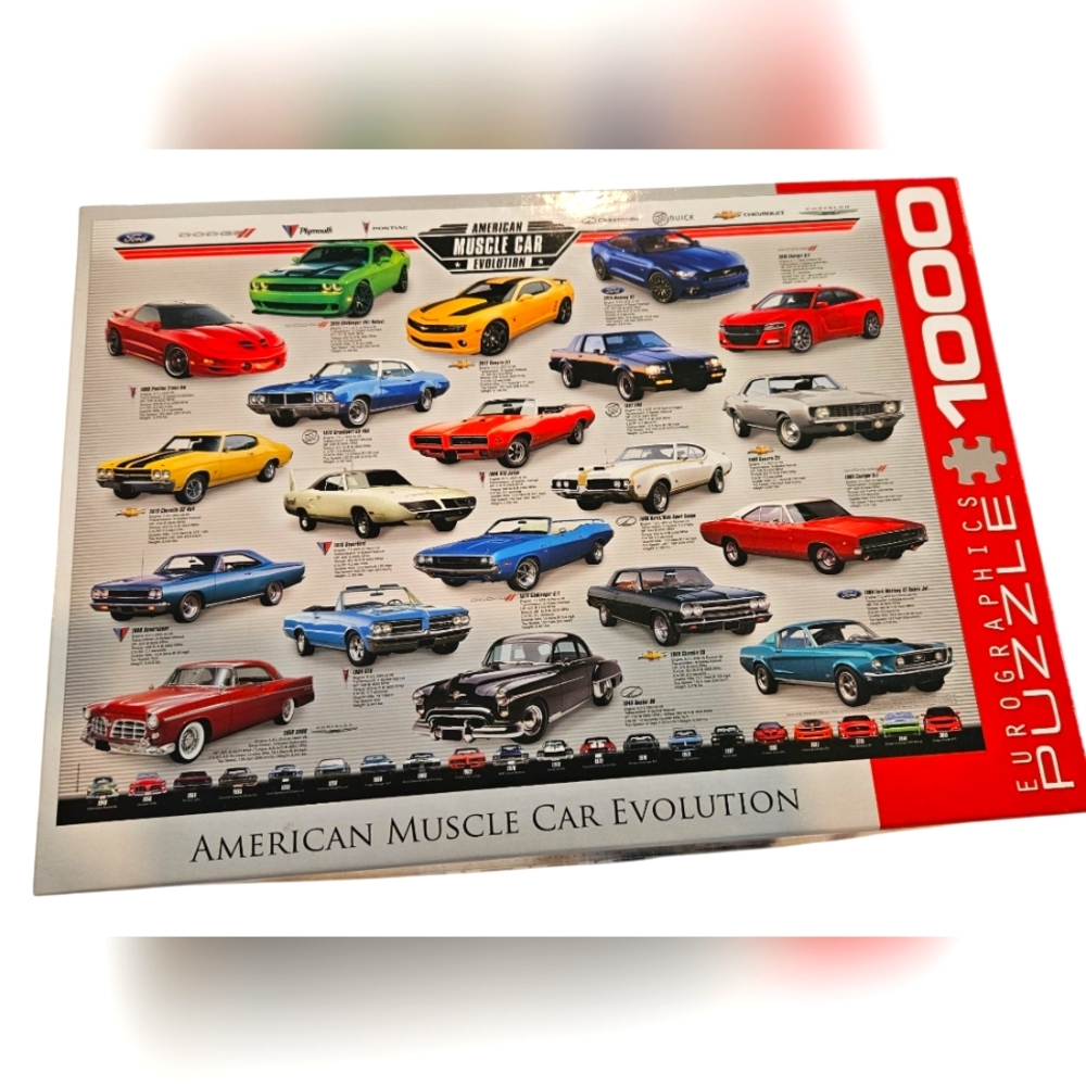 Muscle Car Evolution 1000-piece puzzle by Eurographics Ford Dodge Chevrolet